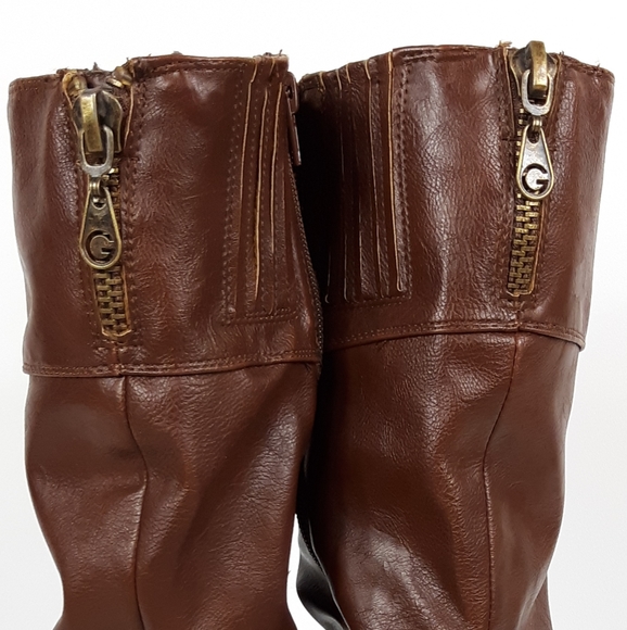 G by Guess Brown Leather Tall Boots Size 6.5 - Picture 4 of 8